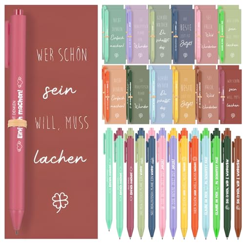 Faccito 48 Stück Motivation Geschenk Set Abschiedsgeschenk für Schüler Kollegen Lehrer 24 Kugelschreiber mit Motivationsspruch und 24 Motivation Karten Dankeschön Geschenk für Mitarbeiter Erzieher
