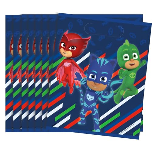 PJ Masks Plastic Party Loot Bags - (8 Pack) Premium Goody Bags for Kids | Durable & Adorable Themed Celebration Supplies