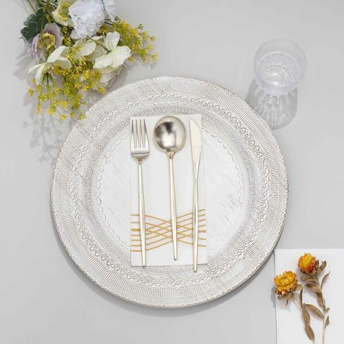 Platos Blancos Rústicos de Plástico 13" Pack x6 miniatura 5