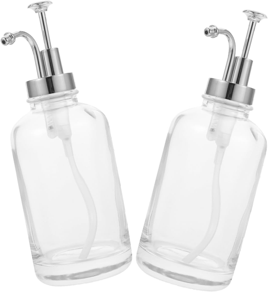 2Pcs Glass Syrup Dispenser Decorative Pump Bottles for Coffee Bar Sturdy Glass for Syrups Honey and Lotion Easy to Use and Clean