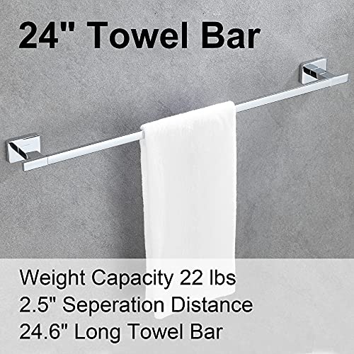 Dufu Bathroom Hardware Set, Hand Towel Bar Toilet Paper Holder Towel Ring And Robe Hook 4 Pieces, Rustproof Sus304 Stainless Steel Bathroom Accessories Kit Wall Mounted - Silver, 24 Inch #TOP2