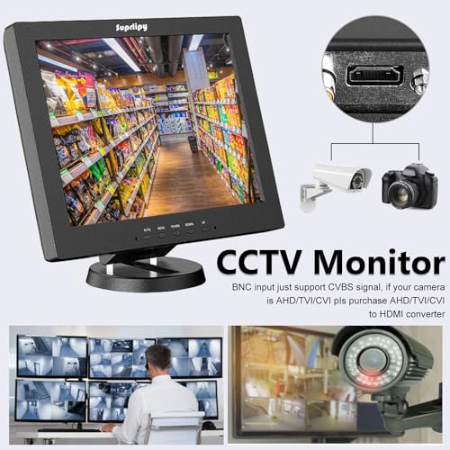 Image of 12 Inch TFT LCD Security CCTV Monitor 800x600 4:3 Resolution Color Display Screen Support HDMI /VGA /AV /BNC /MIC USB Ports with Remote Control Built-in LounSpeakers for Surveillance Camera