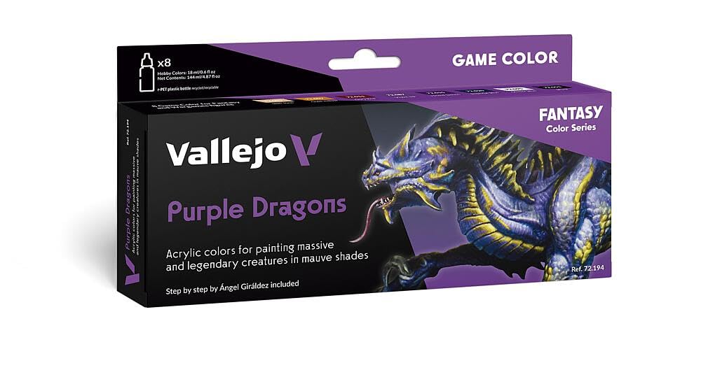 VALLEJO GAME COLOR - PURPLE DRAGONS SET (8 x 18ML BOTTLES) - 72.194
