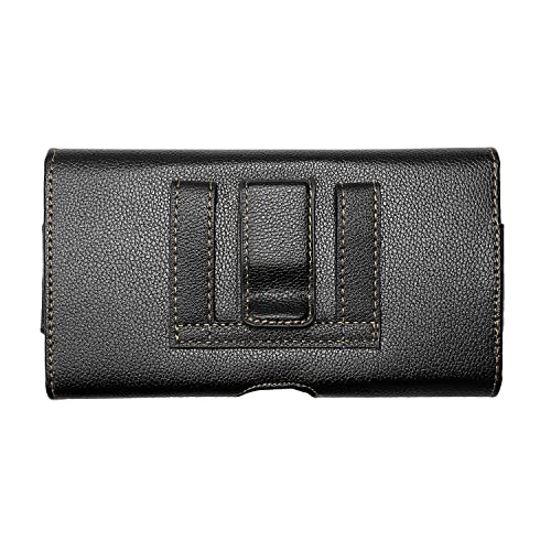 Celzen Leather Cell Phone Holster For Boost Celero 5G, Motorola Moto G, Moto G Power 2021/2022, Tcl 30V, 30Xe, 30Xl, Wiko Voix - Horizontal Case Waist Carrying Pouch With Belt Clip/Loops, Black #TOP4