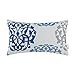 CaliTime Canvas Bolster Pillow Cover Case for Couch Sofa Home Decoration Three-Tone Floral Compass Geometric 12 X 20 Inches Blue/Gray