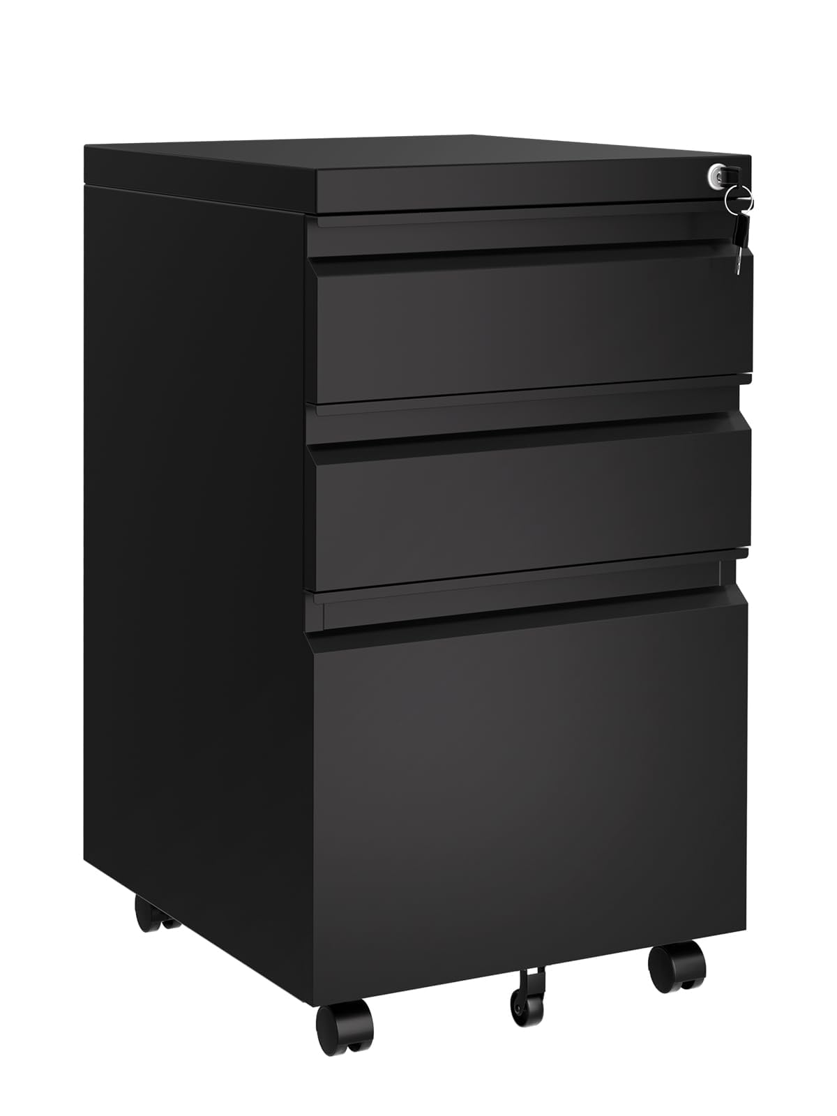 Armadietto a rotelle con 3 cassetti, cassettiera con ruote, armadietto da ufficio, colore: nero