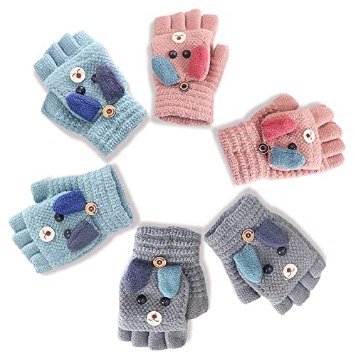 Guanti Mezze Dita per Bambini 3 Paia, Guanti