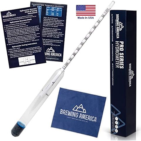 American-Made Precision Hydrometer Alcohol by Volume ABV Tester – Accurate Final Gravity Testing, Finished Beer - Easy to Read Pro Series Finishing NIST Traceable (Single) Brewing America Cover