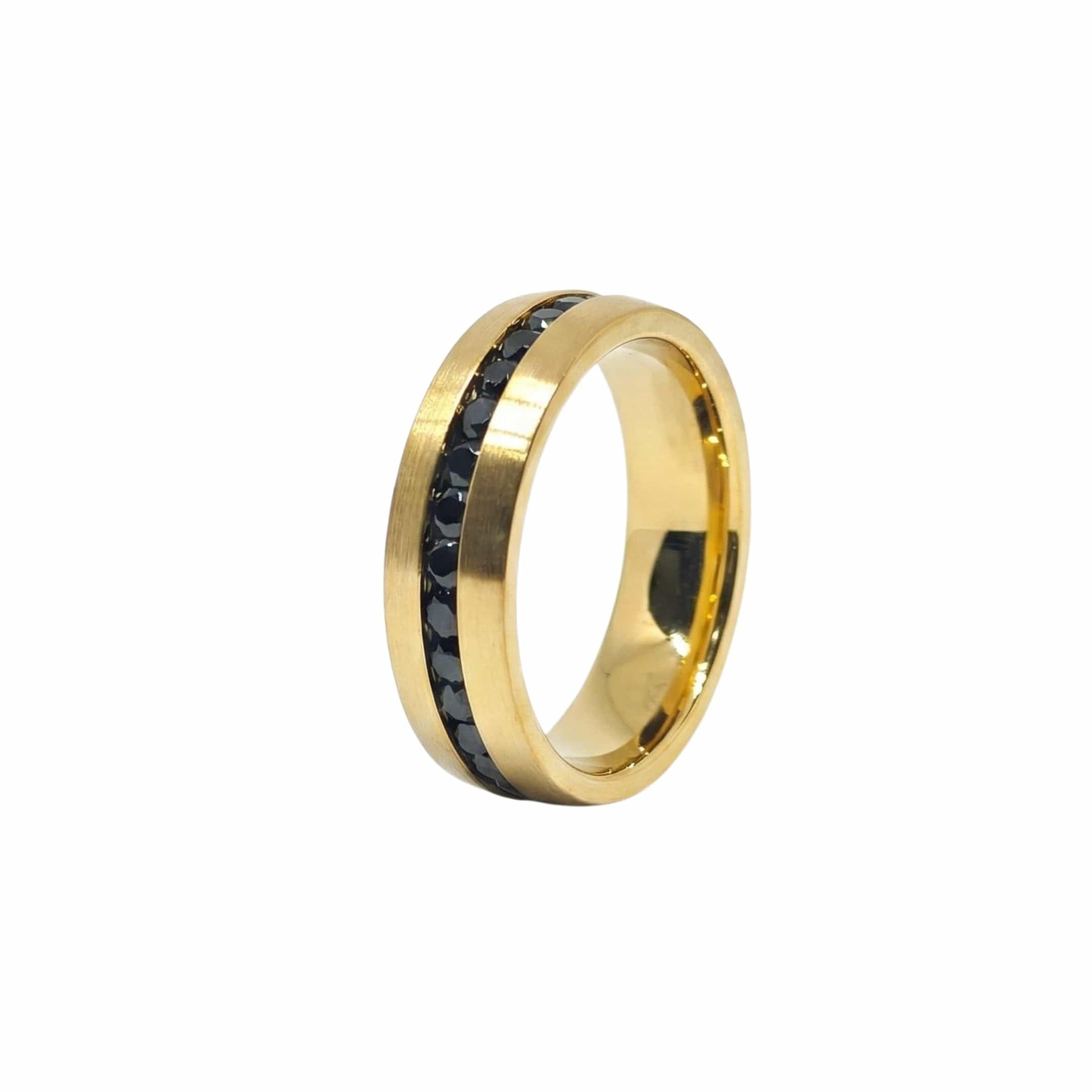 the men thing DARK INLAY GROOVE - GOLDEN - Pure Stainless Steel Men’s Gold Plated Ring (Size : 17-22-27)-picture-38
