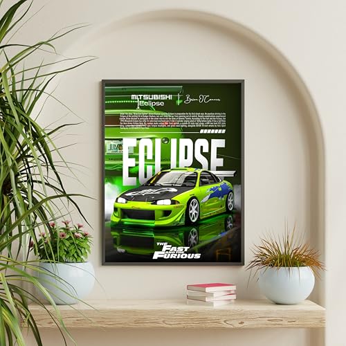 Image of Posternet MITSUBISHI Eclipse Wall Poster Frames | 12x18 inch | Fast and Furious Themed JDM Cars | Hanging Wall Artwork Frames for Living Room, Bedroom, Office and Etc