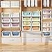 6 Pack Folding Closet Organizers Storage Box, Stackable Storage Bins, Plastic Drawer Basket Closet Storage for Wardrobe Cupboard Kitchen Bathroom Office White-6L