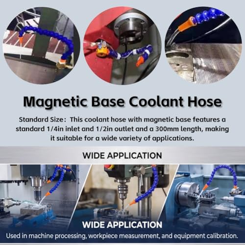 Kühlmittelschlauch Mit Magnetischer Basis 1/4 Zoll Einlass 1/2 Zoll Auslass 300 Mm Flexibles Kühlmittelrohr Mit Magnethalterung Für Werkzeugmaschinen Und CNC