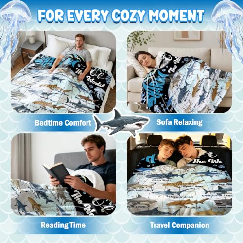 Xvx-Boom Shark Throw Blanket, Whale Shark Blanket, Fish Gift 40"x50" - image 8