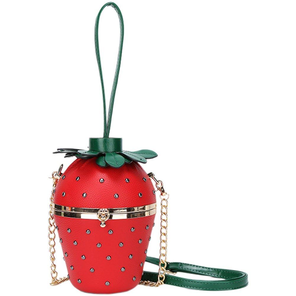 Sac à bandoulière en cuir PU fraise et sac seau pour femme original
