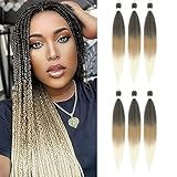 Braiding Hair Pre Stretched 6 Packs 26 Inch Three Tone Ombre Braiding Hair Yaki Texture Professional Synthetic Hair Extensions(26'1B/27/613)