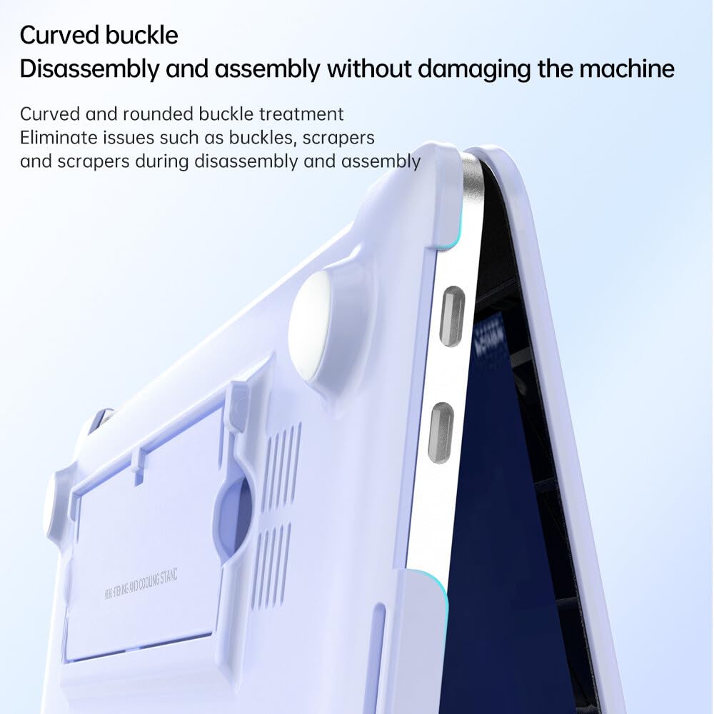 Compatible con MacBook Pro de 14 pulgadas (14.2 pulgadas) A2442 (Color: Azul Paz) Funda protectora rígida de silicona a prueba de golpes con soporte y tapa trasera