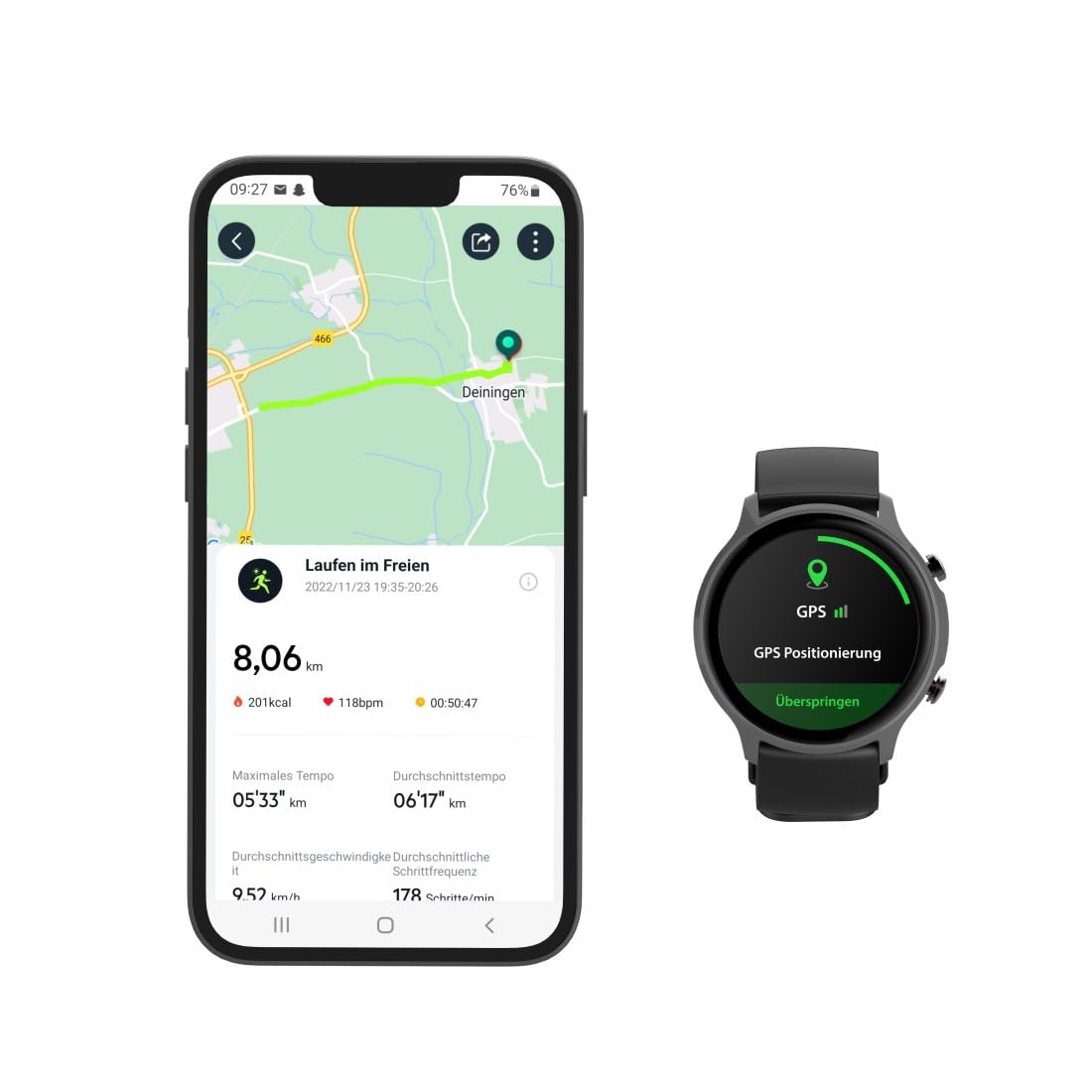Hama Smartwatch GPS (zegarek inteligentny, smart, LCD, Bluetooth, wodoodporny, pulsoksymetr, powiadomienia, silikonowy pasek, sportowy, fitness) czarny