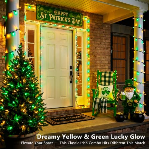 Image of BrizLabs Christmas Lights, 19.7ft 100 Count Yellow & Green String Lights, Connectable Incandescent Mini Light, 120V UL Certified Light String for Indoor Outdoor St. Patrick's Day Xmas Tree Party Decor
