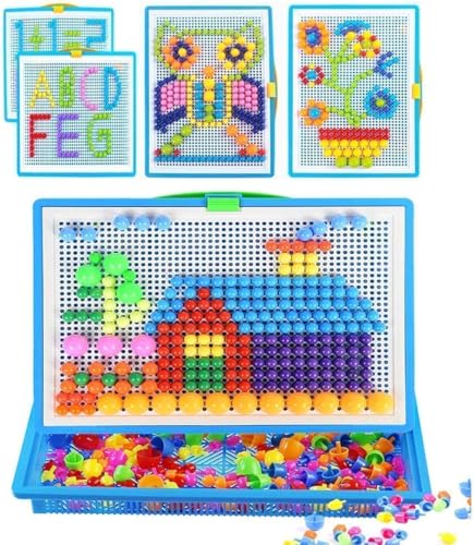 ITODA 295 pezzi * 2 chiodi di fungo Jigsaw Puzzle Board giocattoli a mosaico Pegboard intelligenza educativa blocchi per bambini 3-7 anni
