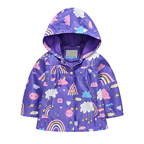 Kids Boys Girls Windbreaker Jacket Fashion Prints Hoodie Spring Windproof Coats Zip Up Trench Outerwear