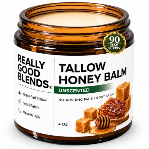 Really Good Blends - Tallow and Honey Balm, XL Size, Organic Body Butter, Grass-Fed Beef Tallow for Skin, Soothing All-Natural Moisturizer for Body and Face | Made in USA - 4 oz (Lavender) image 4