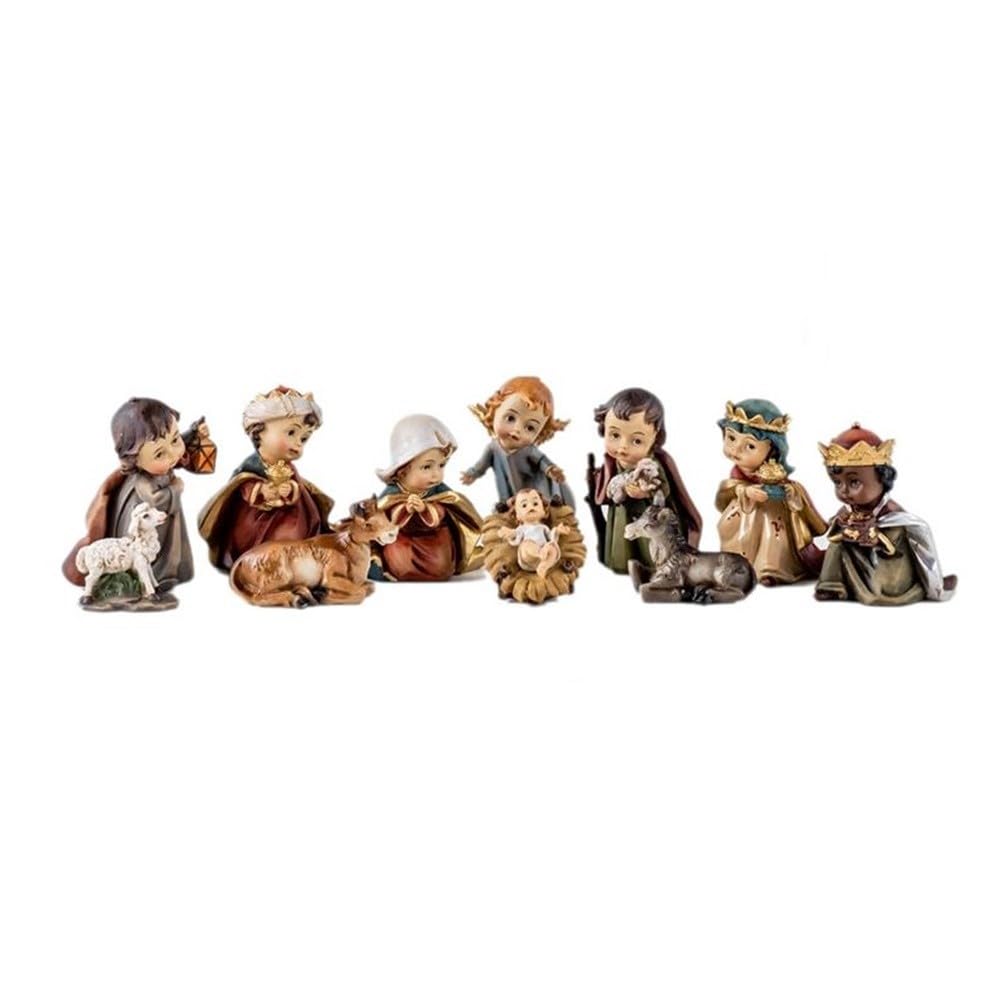 Nacimiento Misterio Navidad Belén Infantil 11 Piezas 7 cm. Figura Resina Virgen María Niño Jesús