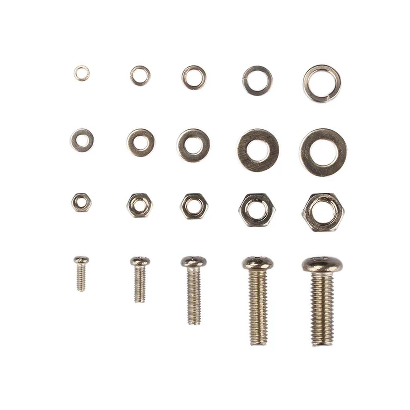 Befestigungsmittel 320-teiliges Schrauben- und Kopfschrauben-Sortiment aus Edelstahl SS304, Muttern- und Bolzensortiment M2, M2,5, M3, M4, M5