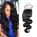 ISEE Hair Brazilian Body Wave Top Closure Unprocessed Human Hair Lace Closure Bleached Knots Free Part Closure Natural Black(14 inch)