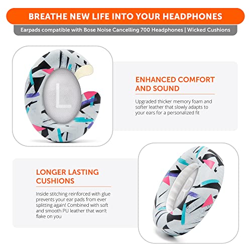 Image of WC Wicked Cushions Thick Premium Replacement Earpads for Bose 700 Noise Cancelling Headphones (NC700) -90s White