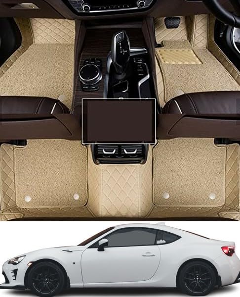 Image of Minansh Foot Mats /Floor Mats Compatible with Skoda Superb 7D Luxury Leather Washable Car Floor Mat (Beige)