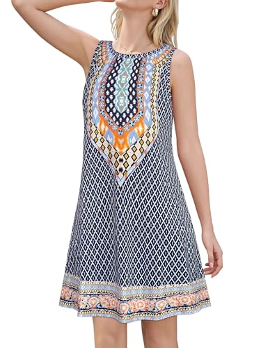 Image of Summer Dresses for Women Beach Boho Sleeveless Vintage Floral Flowy Pocket Tshirt Tank Sundresses 2026