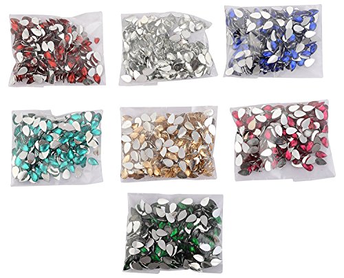 Drop Shape Crystal Edged Stones/Kundans for Jewellery Making/Decorating & Crafts. Pack of 350 Stones (7 Colors)