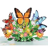 Auliuse 3D Pop Up Anniversary Cards - Butterfly Flowers Pop Up Birthday Cards with Gold Envelope,...
