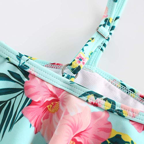 Image of Girls One Piece Swimsuits One Shoulder Ruffle Swimwear Floral Bathing Suit