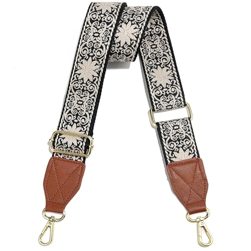 Image of Purse Strap,1.5 inch Leather End Shoulder Strap Adjustable Replacement,Retro Multi-Pattern Crossbody Bag Straps