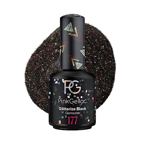 Pink Gellac 177 Glitterize Black Soak-Off UV/LED Gel Polish
