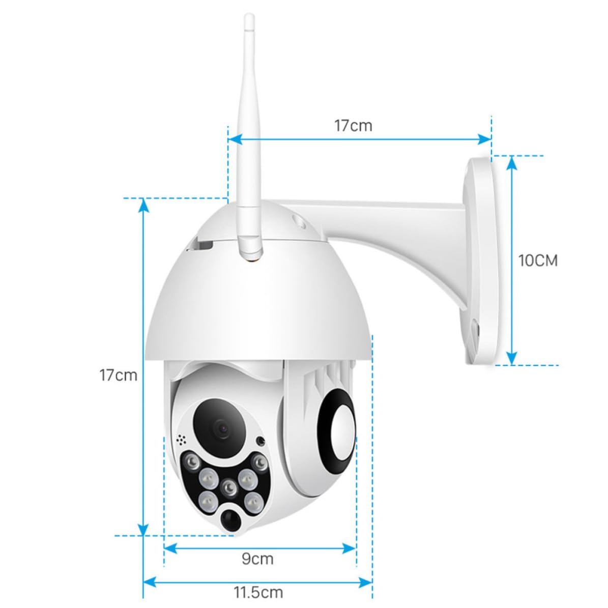 HEMOTON Telecamera di Sicurezza Ptz, Telecamera a Cupola Wireless, Plastica Bianca, Audio Bidirezionale, Tono di Allarme, Max 128 Gb, per Ufficio e Assistenza Anziani