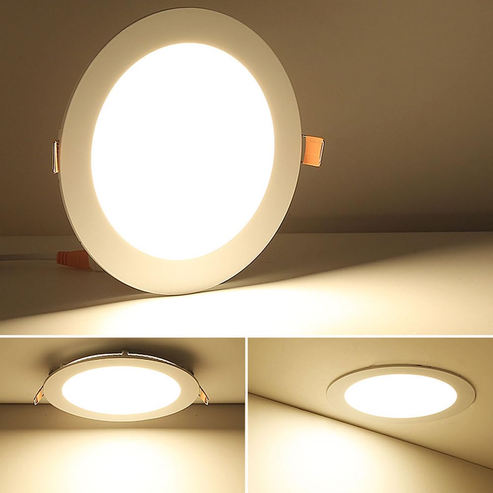 Luces de Techo Led2 Pack Pack Ultra-Dino Luz de Techo Empotrada, 3000K/6000K Seleccionable, 3W, 4W, 6W, 9W, 12W, 15W, 18W, 24W-White Red Limitfle Redetting Instalación de Modificación Simulada