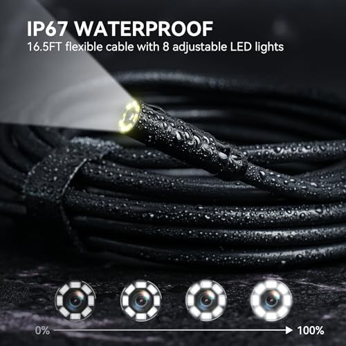 Endoskopkamera mit Licht, Hopefox 4.3 Zoll IPS Bildschirm Industrie Endoskop, IP67 wasserdichte...