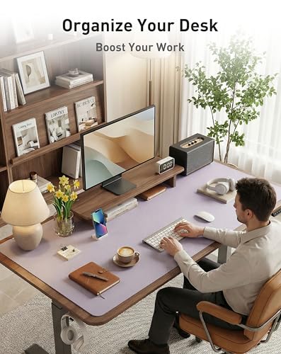 Image of Aothia Faux Leather Desk Mat - Large Mouse Pad, Non-Slip PU Leather Blotter, Waterproof Writing Surface for Office and Home (Smoky Lavender, 40 inch x 24 inch)