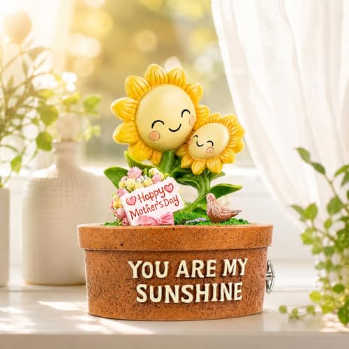 You are My Sunshine Musical Figurine for Mom Handmade Hand-Painted Resin Music Box Sunflower Mothers Day Collectible Statue Cute Desk Shelf Decor Plays You are My Sunshine