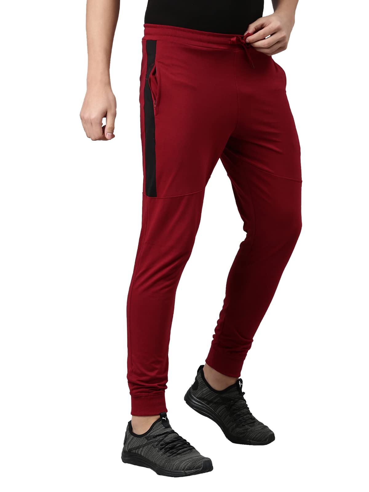 Dixcy Scott Originals Mens Comfort Fit Mid-Rise Ankle Length with Drawstring Clouser Cotton Joggers - Cyrus Jogger(Rhubarb and Amplify Game)-L 1