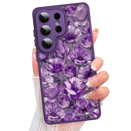 Coque Samsung S26 Ultra MagSafe fleurs violette TPU souple antichoc