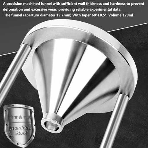 This Natural Stacking Density Meter, Stainless Steel Powder Bulk Density Tester with 100ml Measuring Cup and 12.7mm Funnel Aperture, 60° Taper