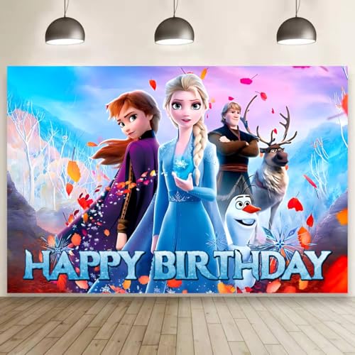 Wall Decor Backdrop for Frozen Birthday Decorations Frozen Birthday Banner for Kids Party Supplies (5x3ft)