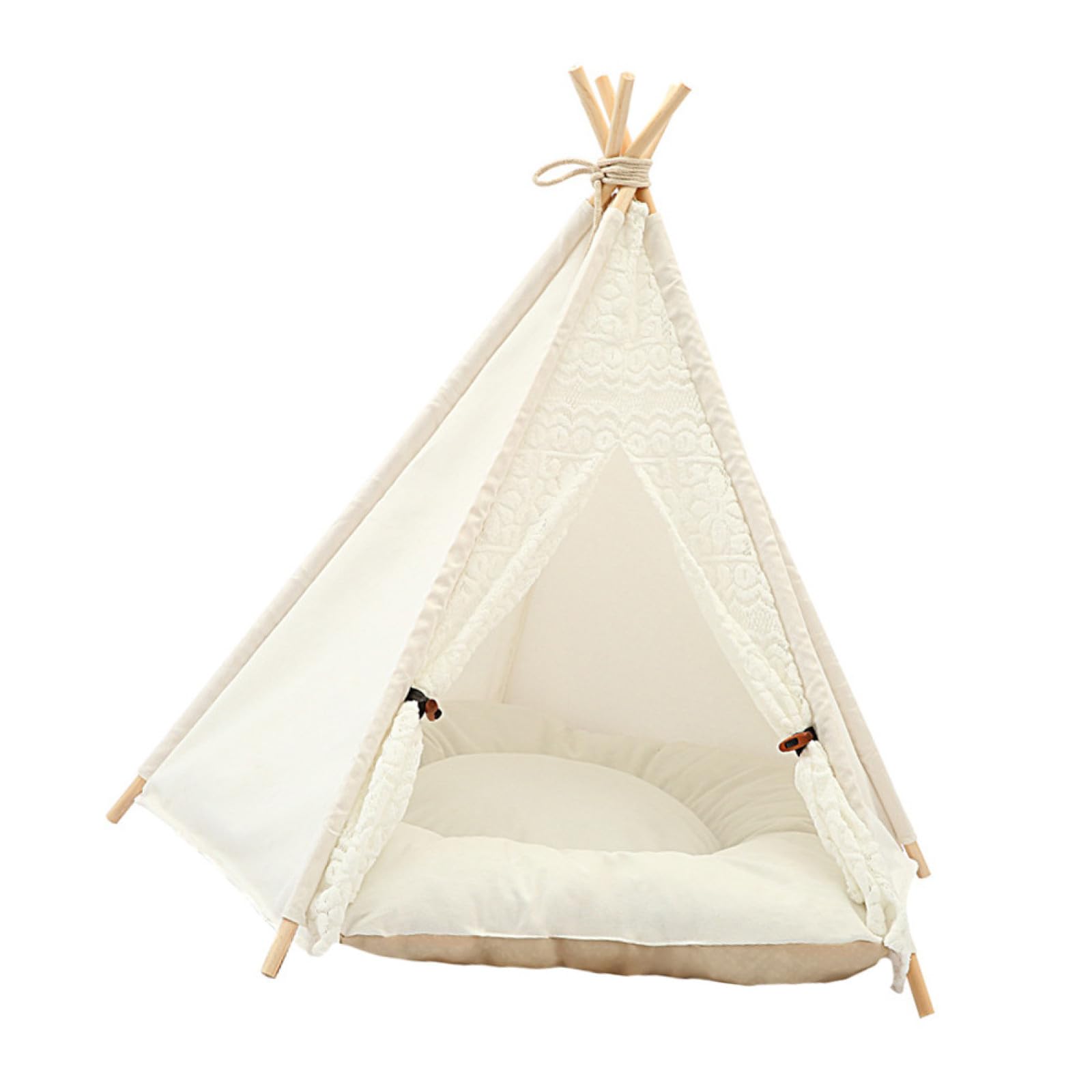 Niche pour Chien Pliable en Toile Coussin Amovible, Tente Triangulaire en Toile Lavable de Taille Moyenne, Abri Confortable et Portable pour Petits Chiens et Chiots
