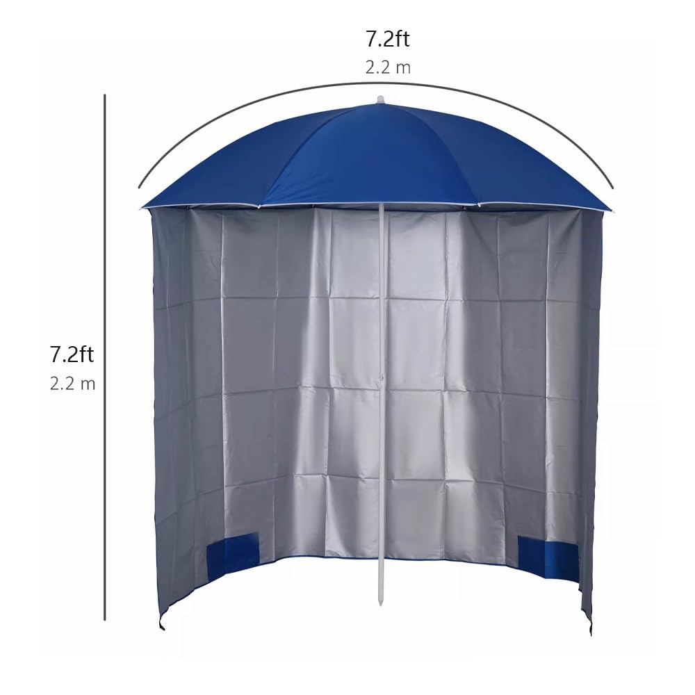 Parasol de Plage Anti-Vent Marin 220 cm, Parasol de Exterieur avec paroi latérale Amovible, Abri Parapluie pour Le Soleil(Green)