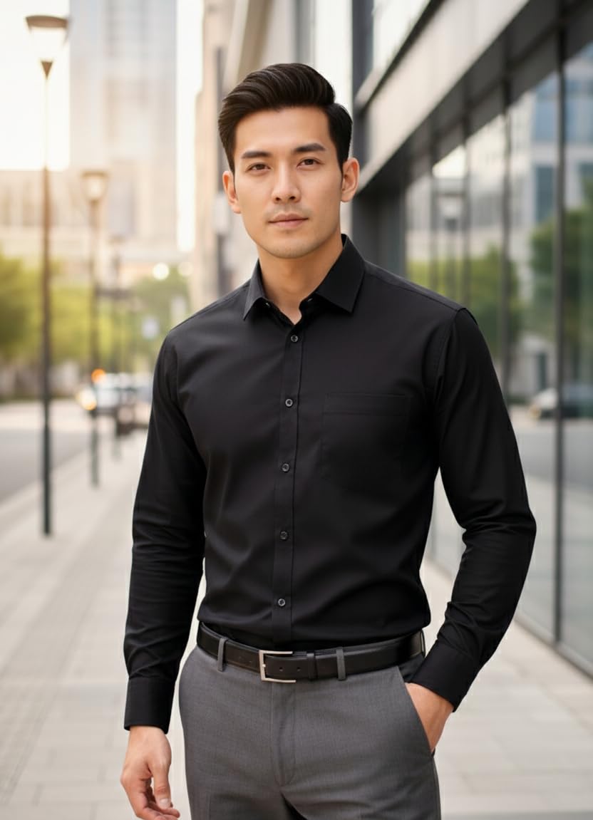 Tagas Camicia da uomo Everday Regular Fit tinta unita | ricco di cotone | Camicia casual da uomo in twill di cotone lavato - vestibilità regolare | (disponibile in taglie forti)