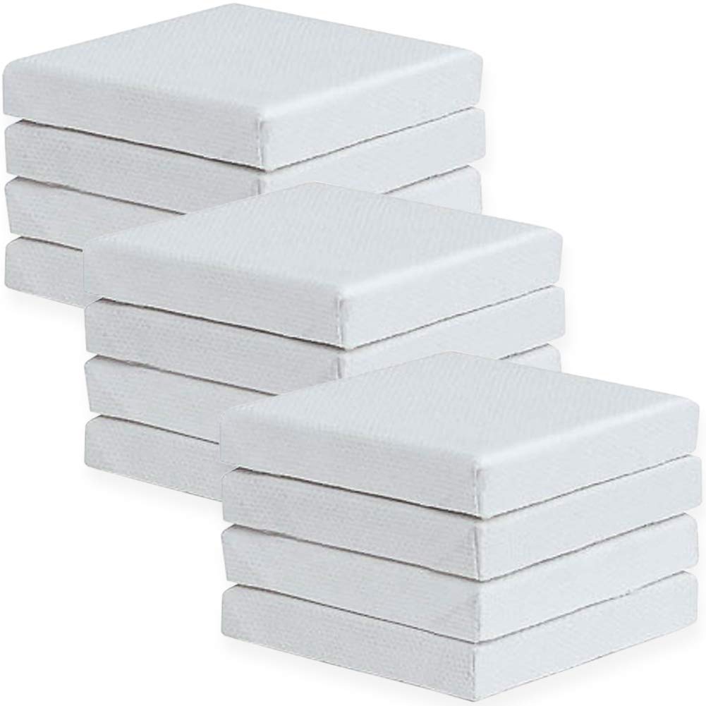 STARVAST Mini Canvas Panels 6 X inch Pack of 12, Small Cotton Pre Stretched Boards for Artists, Students & Kids Painting Acrylics Oil Projects