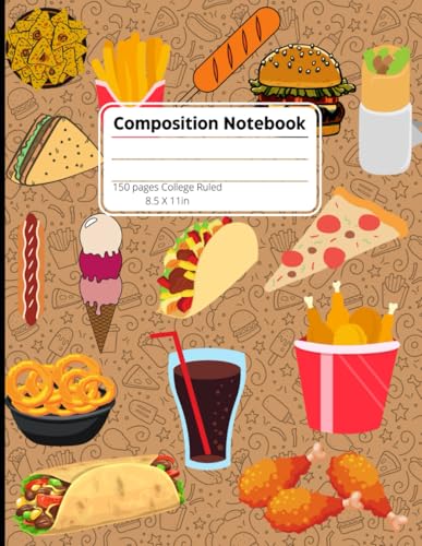 Fast Food Composition Notebook, Food-Themed Journal, Food inspired notepad, Fast Food Notebook, Notebook for Students, Cute Notebook, College Ruled Notebook